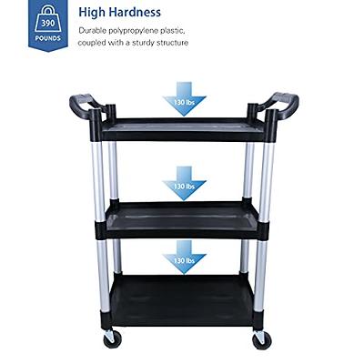 LKFDFIA Utility Carts with Wheels, 3-Tier Rolling Cart 510 LBS Capacity  Heavy Duty Food Cart with Lockable Wheels and Rubber Hammer for Warehouse