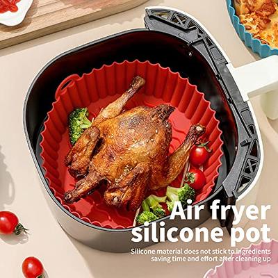 2-Pack Reusable Air Fryer Liners Square, 8.5 inch Ceramic Baking Pans, Food  Safe Air fryer Accessories, Replacement for Silicone Air fryer Liners (8.5