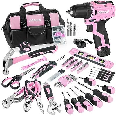Pink Drill Tool Kit Set: 20V Cordless Power Drill Tool Box with Battery  Electric Drill Driver for Women and Men Home Hand Repair Basic Toolbox  Tools