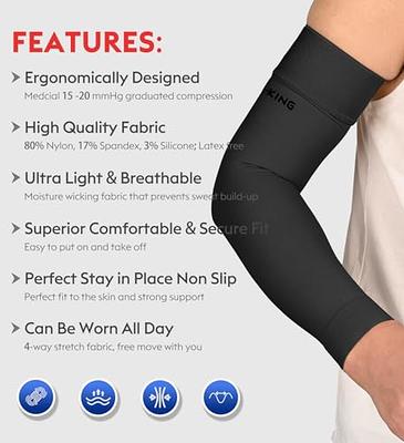 KEKING® Lymphedema Compression Arm Sleeves with Silicone Band for