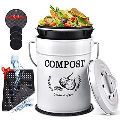Compost Bin For Kitchen Countertop Stainless Steel Food Waste Bucket With  Lid Family Sized Galvanized Metal Indoor Countertop - AliExpress