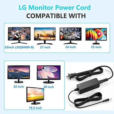 for LG Monitor Power Cord 19V DC Power Supply for LG Electronics