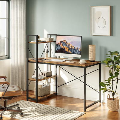 ivinta Computer Desk with Shelves, Office Desk for Living Room,Small Desk  with Storage Space, Home Office Desks, Vanity Desk with Gold Legs PC Laptop