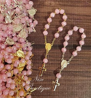 48 Pieces Of Mini Rosary Favors Light Pink Gold Or Silver, Christening,  First Communion, Confirmation, All Occasions Favors - Yahoo Shopping