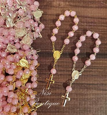 48 Pieces Of Mini Rosary Favors Light Pink Gold Or Silver