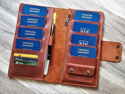 Brown Leather Travel Wallet Organizer Personalized Passport 