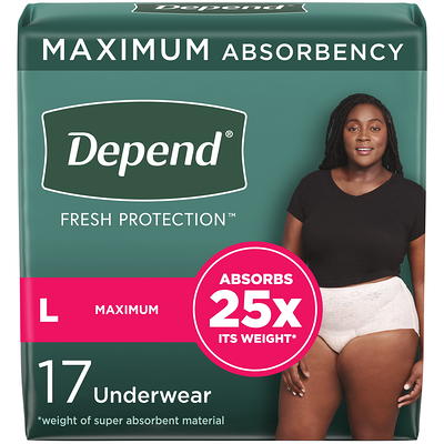 Because Premium Maximum Plus Pull Up Underwear for Women - Absorbent  Bladder Protection with a Sleek, Invisible Fit - Beige, Large - Absorbs 4  Cups 