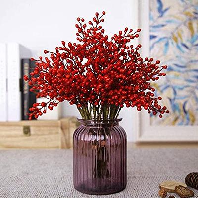 Artificial Red Berry Stems Branches DIY Crafts for Vase Office