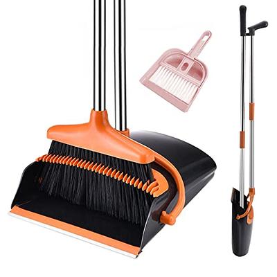 Dust Pan and Broom/Dustpan Cleans Broom Combo with 54 Long Handle for Home