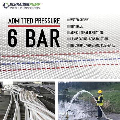 1.5 Inch by 100-Feet- General Purpose Reinforced PVC Lay-Flat Discharge and  Backwash Hose - Heavy Duty (4 Bar) 2 CLAMPS INCLUDED (1.5 INCH)