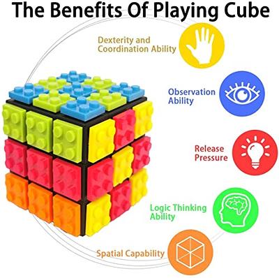 Speed Magic Cube 3x3, Puzzle Brain Teaser Magic Cube with Base Cube Bricks