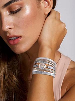 Fingerhut - Silvertone Scripture Wrap Bracelet with Crystal-Look Beads