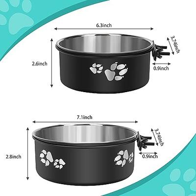 Set Of 2 Stainless-steel Dog Bowls - Cage, Kennel, And Crate