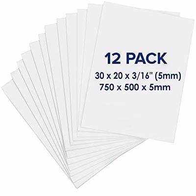 Foam Board 20 x 30 x 3/16 (5mm) - 12 Pack - White Poster Board