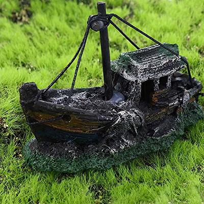 Shpwfbe household appliances Ship Boat View Aquarium Rockery Hiding Cave  Tree Fish Tank Ornament Decoration