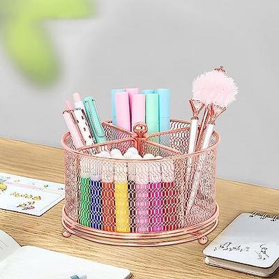 Spacrea Pen Holder Desk Organizer - Desk Organizers and Accessories, Pencil Holder with 10 Compartments and 1 drawer?rose Gol