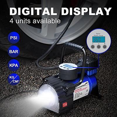 TOPDC Tire Inflator Portable Air Compressor Air Pump for Car Tires, Car  Accessories, 12V DC Auto Tire Pump with Digital Pressure Gauge, 100PSI with  Emergency LED Light for Car, Bicycle, Balloons 