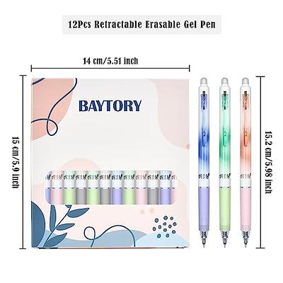 BAYTORY 12Pcs Retractable Erasable Gel Pens No Bleed Fine Point