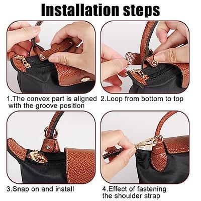 Purse Straps Replacement, KOMHPS Leather Handbag Crossbody Shoulder Strap Adjustable for Longchamp Bag Women (Upgraded)