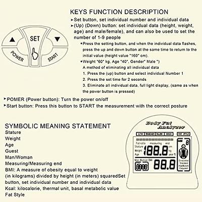 Handheld Body Fat Tester, Body Composition Analyzer, Body Fat Measuring  Instrument Calorie BMI LCD Screen Fat Analyzer Body Fat Monitor Fat for  Home