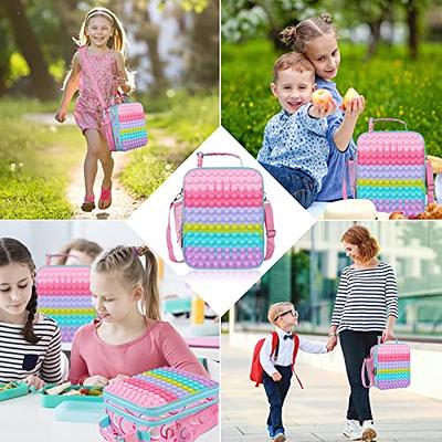 JoyLEME Pop Lunch Box for Kids Girls Insulated Lunch Boxes, Girls Fidget lunch  Bag toy for kids Lunch Bag for School Travel Outdoor with Adjustable  Shoulder Strap Back to School Gifts(Cloud) 