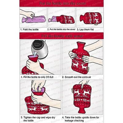 HomeTop Premium Classic Rubber Hot Water Bottle with Cute Knit Cover (2  Liter, Purple)