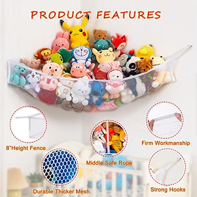 3-Pack Foldable Mesh Hanging Toy Storage Nets with S Hooks for Kids' Plush  Toys