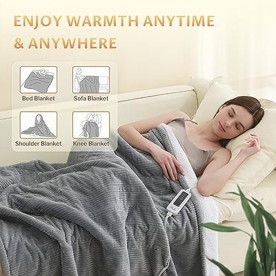 Electric Blanket Heated Throw Flannel & Sherpa Reversible Fast Heating –  MAXKARE