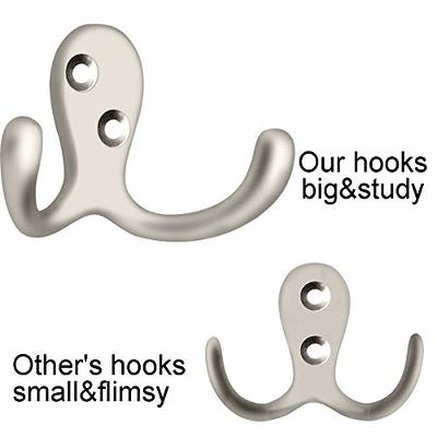 10 Pack Heavy Duty Dual Coat Hooks Wall Mounted, for Coat, Bag