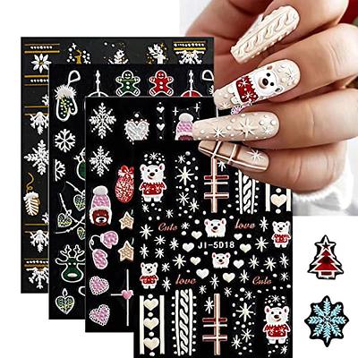 Gold Black Christmas 3D Nail Stickers Xmas Snowflakes Transfer Nail Art  Decals