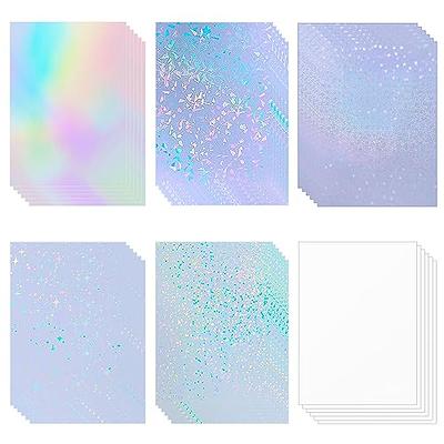 Seajan 80 Pcs Holographic Laminate Sheets Holographic Glitter Sticker Paper  8.5 x 11 Inch Clear Overlay Self Adhesive Vinyl Laminate Film Waterproof