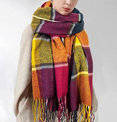 Women's Fashion Scarves Long Shawl Winter Thick Warm Knit Large Plaid Scarf  