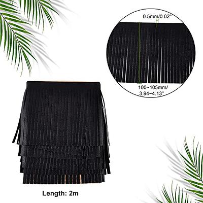 2 Yards 4 Inch PU Leather Fringe Trim DIY Tassel Fringe for Sewing, Black