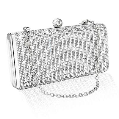 AB Silver Rhinestone Purse Crystal Bridal Clutch Anniversary Evening Bag