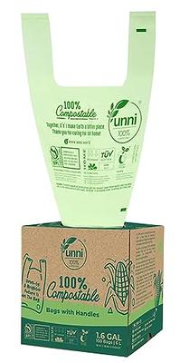 100% Compostable Trash Bags - 1.6 Gallon/6 Liter - BPI ASTM D6400 Cert