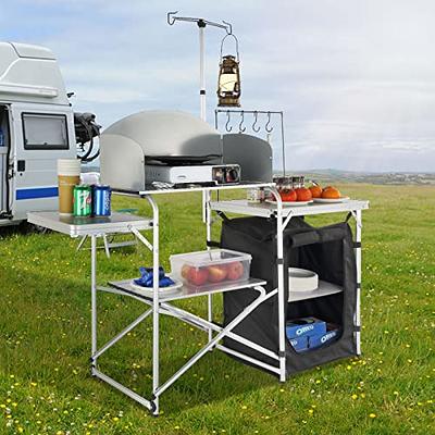 Foldable Outdoor BBQ Portable Grilling Table With Windscreen Bag