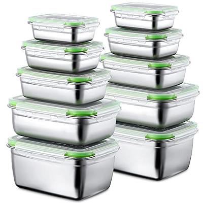 Nuanchu 10 Pcs Stainless Steel Food Storage Containers with Lids Metal Meal  Prep Containers Rectangular Bento Lunch Box Set Leak Proof Airtight for  Adults Dishwasher Microwave Refrigerator (Green) - Yahoo Shopping