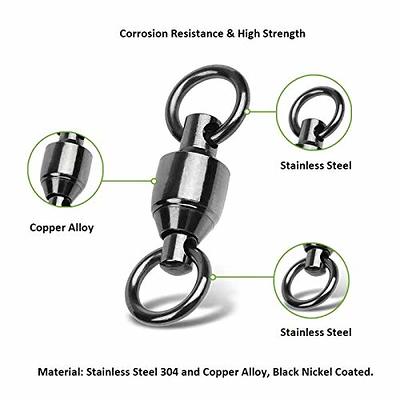 ZXDLJY Stainless Steel Fishing Snap Swivels Corrosion Resistance Ball Bearing Fishing Swivels Black Nickel Barrel Swivels for Saltwater and