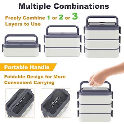 Bento box Double-Layer Portable Lunch Box Stackable with Carrying