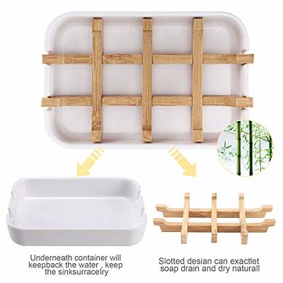 Fufengz Bamboo Wooden Soap Dishes for Bathroom Bar Soap Holder