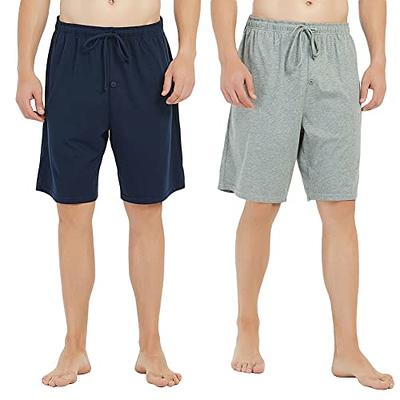 U2SKIIN 2 Pack Mens Cotton Pajama Shorts, Lightweight Lounge Pant