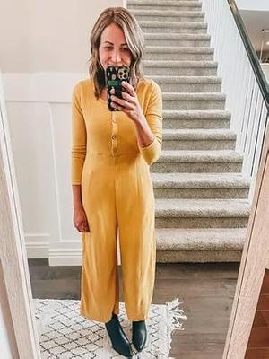 Happy Sailed Womens Casual Knit Jumpsuits Loose Button Front Long Sleeve  Romper High Waist Wide Leg Long Pants Romper Jumpsuits with Pockets Yellow  XL - Yahoo Shopping