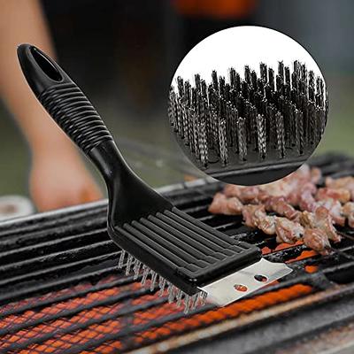 3 Pack Grill Brush and Scraper Steel Bristles BBQ Grill Brush