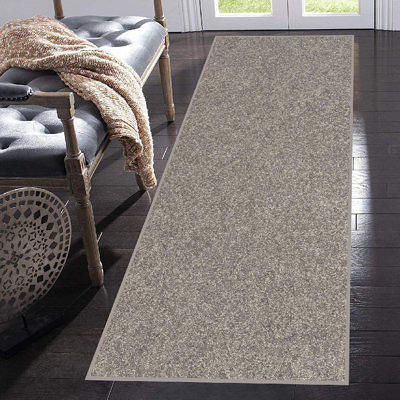 Sweet Home Stores Ribbed Waterproof Non-Slip Rubber Back Solid Runner 2 ft. W x 20 ft. L Gray Rug Polyester Garage Flooring