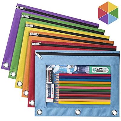 60 Pack Pencil Pouch for 3 Ring Binder Mesh Zipper Pencil Case