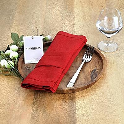 100% Linen Premium Hemstitched Dinner Napkins Set of 4 Natural Linen Cloth  Napki