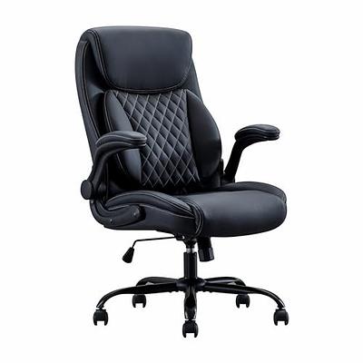Efomao Desk Office Chair,Big High Back PU Leather Computer Chair,Executive  Swivel Chair with Leg Rest and Lumbar Support,Black Office Chair