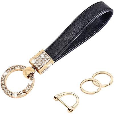 Hamdecro Genuine Leather Car Keychain, Handmade Knit Sheepskin Key Chains for Women, Universal Key Fob Holder with 360 Degree Rotatable, Anti-lost