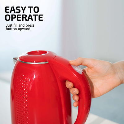 OVENTE Portable Electric Kettle Stainless Steel Instant Hot Water Boiler  Heater 1.7 Liter 1100W Double Wall Insulated Fast Boiling with Automatic  Shut Off for Coffee Tea & Cold Drinks, Green KD64G 