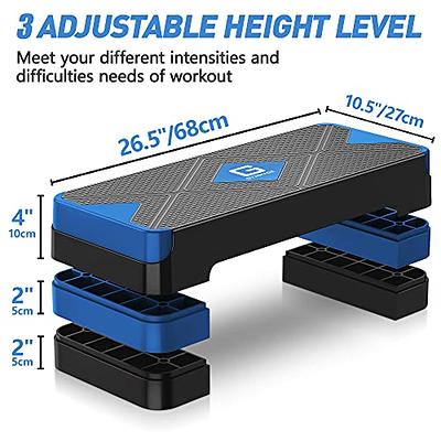 Fitness Aerobic Step, Adjustable from 4” to 6”, Exercise Stepper with  Risers for Home Gym Cardio Strength Training